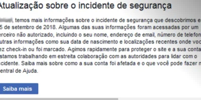Facebook notifica brasileiros que tiveram dados roubados