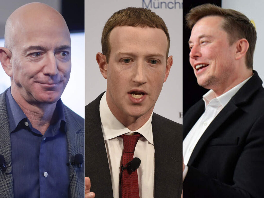 Bezos, Zuckerberg e Musk