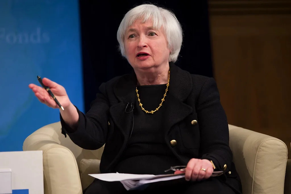 Janet Yellen participou de um evento hoje, no qual chamou atenção para os riscos da mudança climática para o mundo.