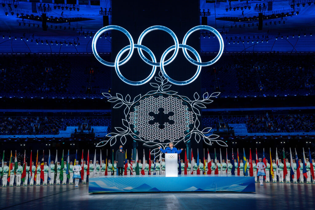 Presidente do COI, Thomas Bach, na abertura das Olimpíadas de Inverno em Pequim. Foto: IOC/Greg Martin
