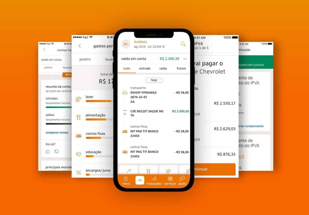 Aplicativo do Itaú apresenta inconsistências.