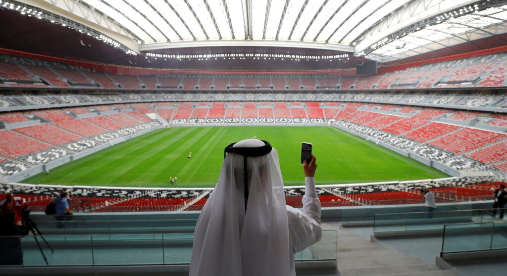 FILE PHOTO: A general view shows the Al Bayt stadium, built for the upcoming 2022 FIFA World Cup soccer championship, during a stadium tour in Al Khor