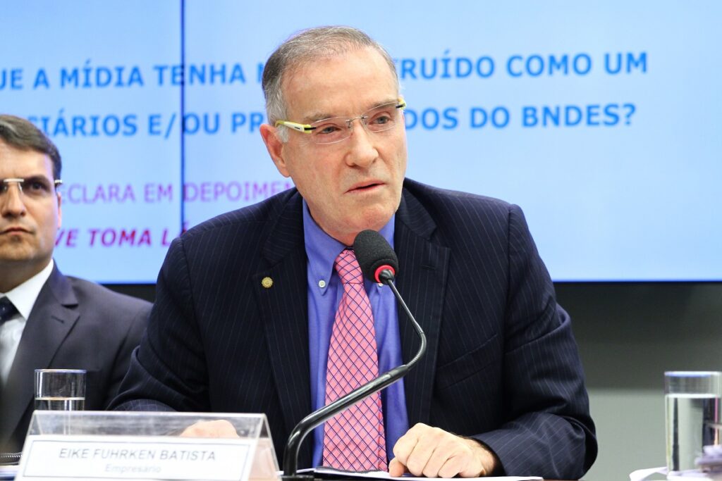 Eike Batista em depoimento à Câmara dos Deputados, em 2019