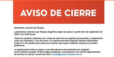 Shopee encerra operações na Argentina