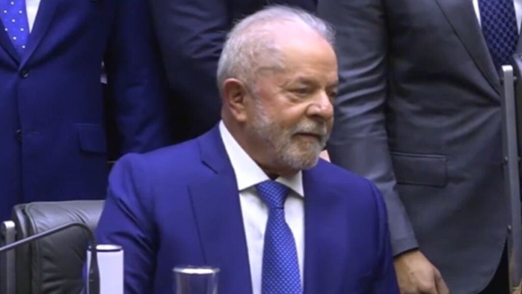 Lula no Congresso Nacional durante cerimônia de posse. Foto: TV Brasil