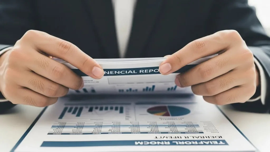 Uma pessoa segurando um pedaço de papel com a palavra financeira